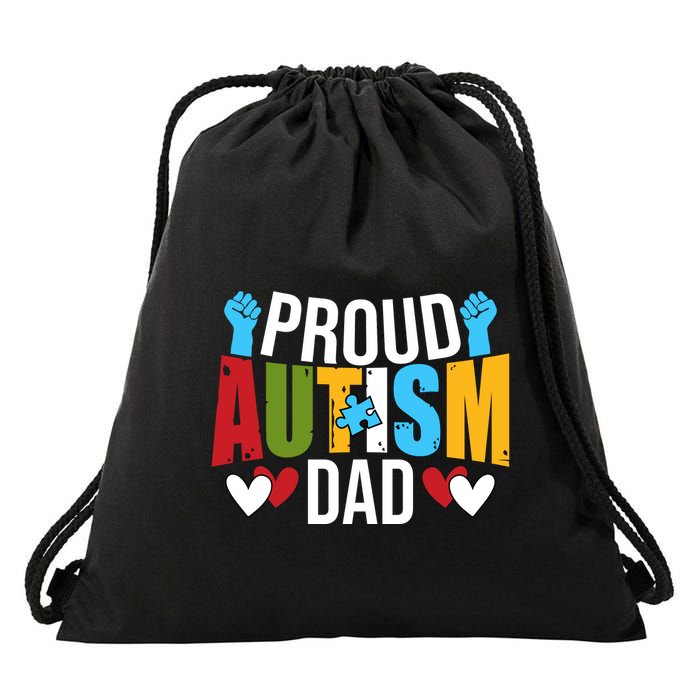 Proud Autism Dad Autism Awareness Day Drawstring Bag