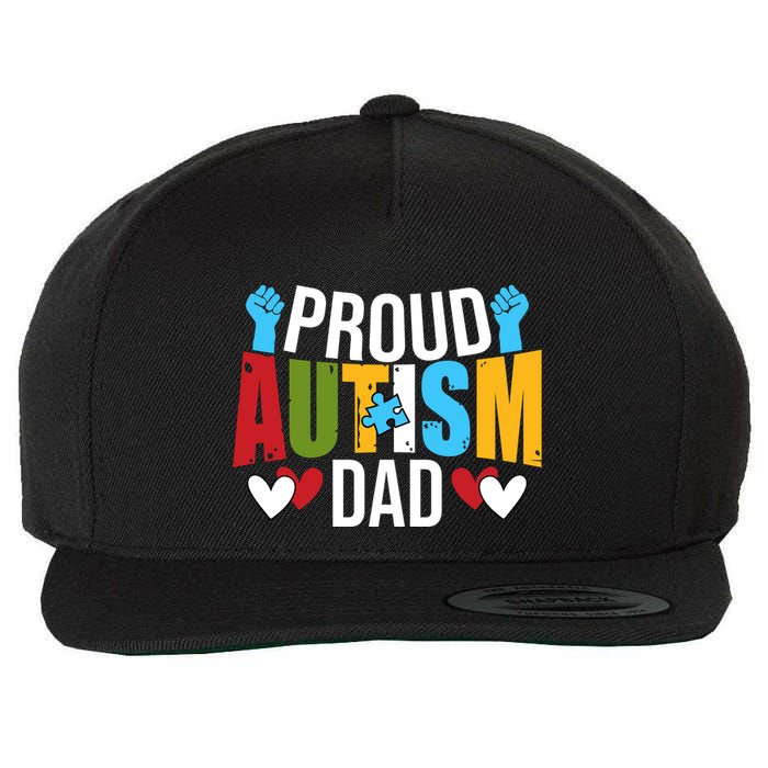 Proud Autism Dad Autism Awareness Day Wool Snapback Cap