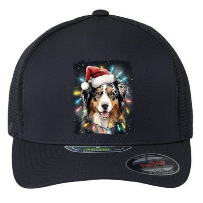 Pop Art Dog Christmas Australian Shepherd Gift Flexfit Unipanel Trucker Cap