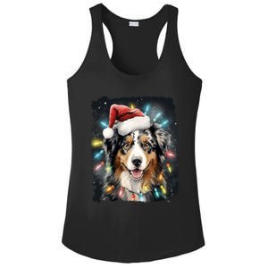 Pop Art Dog Christmas Australian Shepherd Gift Ladies PosiCharge Competitor Racerback Tank