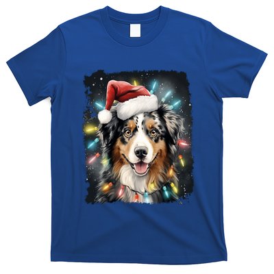 Pop Art Dog Christmas Australian Shepherd Gift T-Shirt