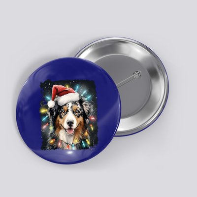 Pop Art Dog Christmas Australian Shepherd Gift Button