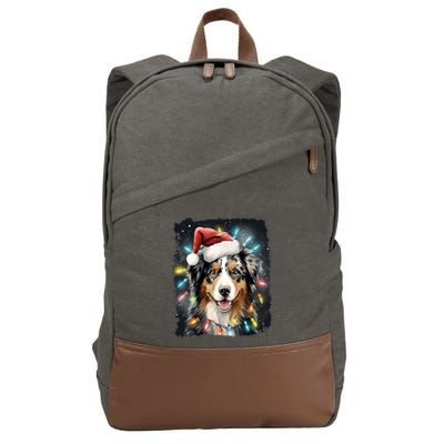 Pop Art Dog Christmas Australian Shepherd Gift Cotton Canvas Backpack
