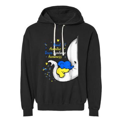 Proud Auntie Down Syndrome Awareness Day Elephant T21 Wo Garment-Dyed Fleece Hoodie