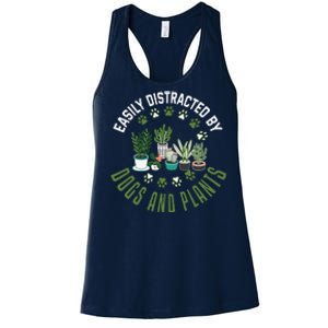 Plants And Dogs Funny Plant Lover Dog Lover Plant Women's Racerback Tank