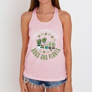 Plants And Dogs Funny Plant Lover Dog Lover Plant Women's Knotted Racerback Tank