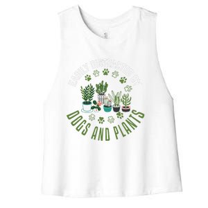 Plants And Dogs Funny Plant Lover Dog Lover Plant Women's Racerback Cropped Tank