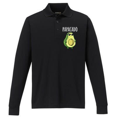 Pregnancy Announcements Dad Funny Papacado Performance Long Sleeve Polo