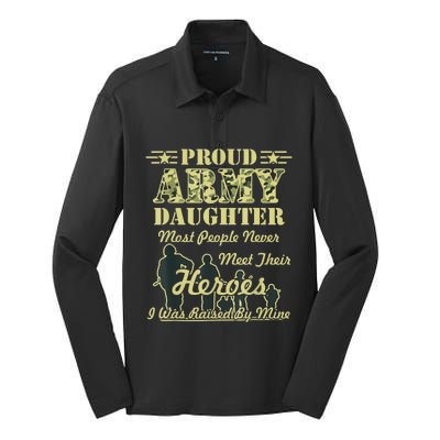 Proud Army Daughter Gift Silk Touch Performance Long Sleeve Polo