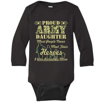 Proud Army Daughter Gift Baby Long Sleeve Bodysuit