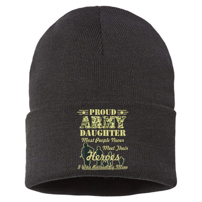 Proud Army Daughter Gift Sustainable Knit Beanie