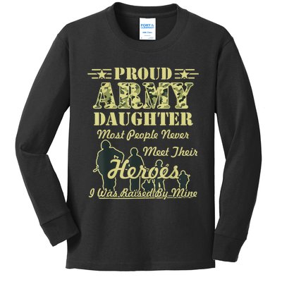 Proud Army Daughter Gift Kids Long Sleeve Shirt