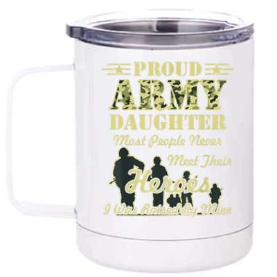 Proud Army Daughter Gift 12 oz Stainless Steel Tumbler Cup