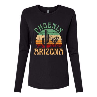 Phoenix Arizona Desert Cactus Retro Sunset Outdoors Retro Womens Cotton Relaxed Long Sleeve T-Shirt