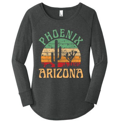 Phoenix Arizona Desert Cactus Retro Sunset Outdoors Retro Women's Perfect Tri Tunic Long Sleeve Shirt