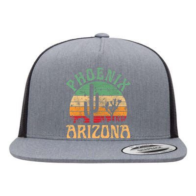 Phoenix Arizona Desert Cactus Retro Sunset Outdoors Retro Flat Bill Trucker Hat