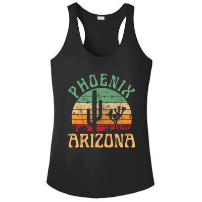 Phoenix Arizona Desert Cactus Retro Sunset Outdoors Retro Ladies PosiCharge Competitor Racerback Tank