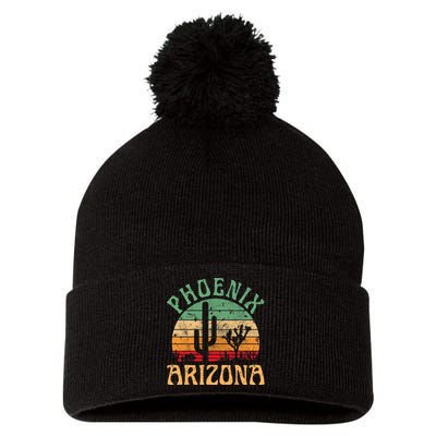 Phoenix Arizona Desert Cactus Retro Sunset Outdoors Retro Pom Pom 12in Knit Beanie