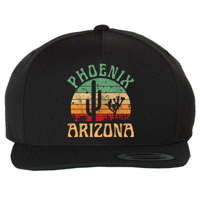 Phoenix Arizona Desert Cactus Retro Sunset Outdoors Retro Wool Snapback Cap