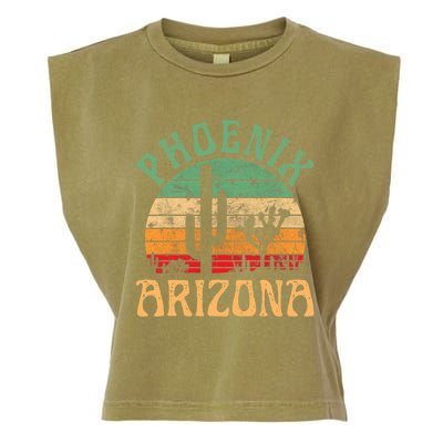 Phoenix Arizona Desert Cactus Retro Sunset Outdoors Retro Garment-Dyed Women's Muscle Tee