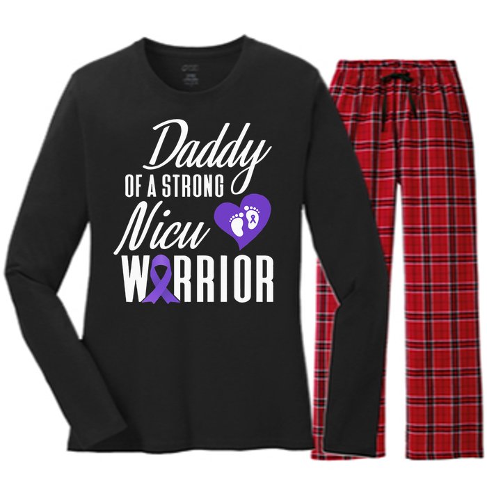 Prematurity Awareness Daddy Nicu Warrior Preemie Dad Women's Long Sleeve Flannel Pajama Set 