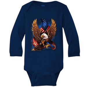 Patriotic American Design With Eagle And Flag Baby Long Sleeve Bodysuit