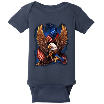 Patriotic American Design With Eagle And Flag Baby Bodysuit