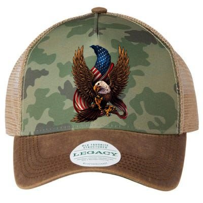 Patriotic American Design With Eagle And Flag Legacy Tie Dye Trucker Hat