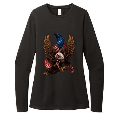 Patriotic American Design With Eagle And Flag Womens CVC Long Sleeve Shirt