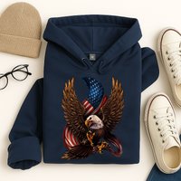 Patriotic American Design With Eagle And Flag Hoodie
