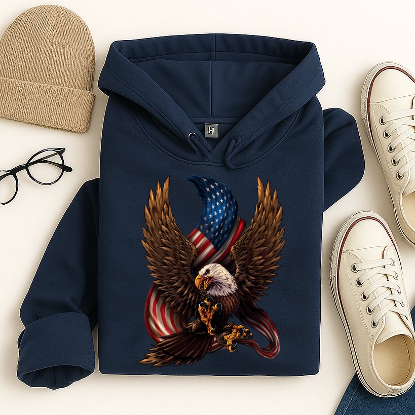 Patriotic American Design With Eagle And Flag Hoodie