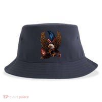 Patriotic American Design With Eagle And Flag Sustainable Bucket Hat