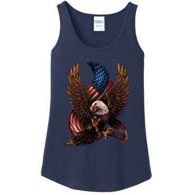 Patriotic American Design With Eagle And Flag Ladies Essential Tank