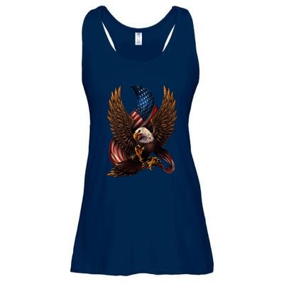 Patriotic American Design With Eagle And Flag Ladies Essential Flowy Tank