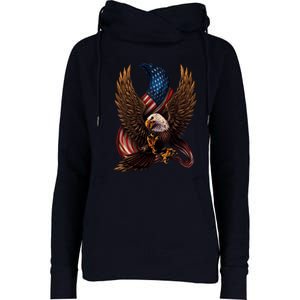 Patriotic American Design With Eagle And Flag Womens Funnel Neck Pullover Hood