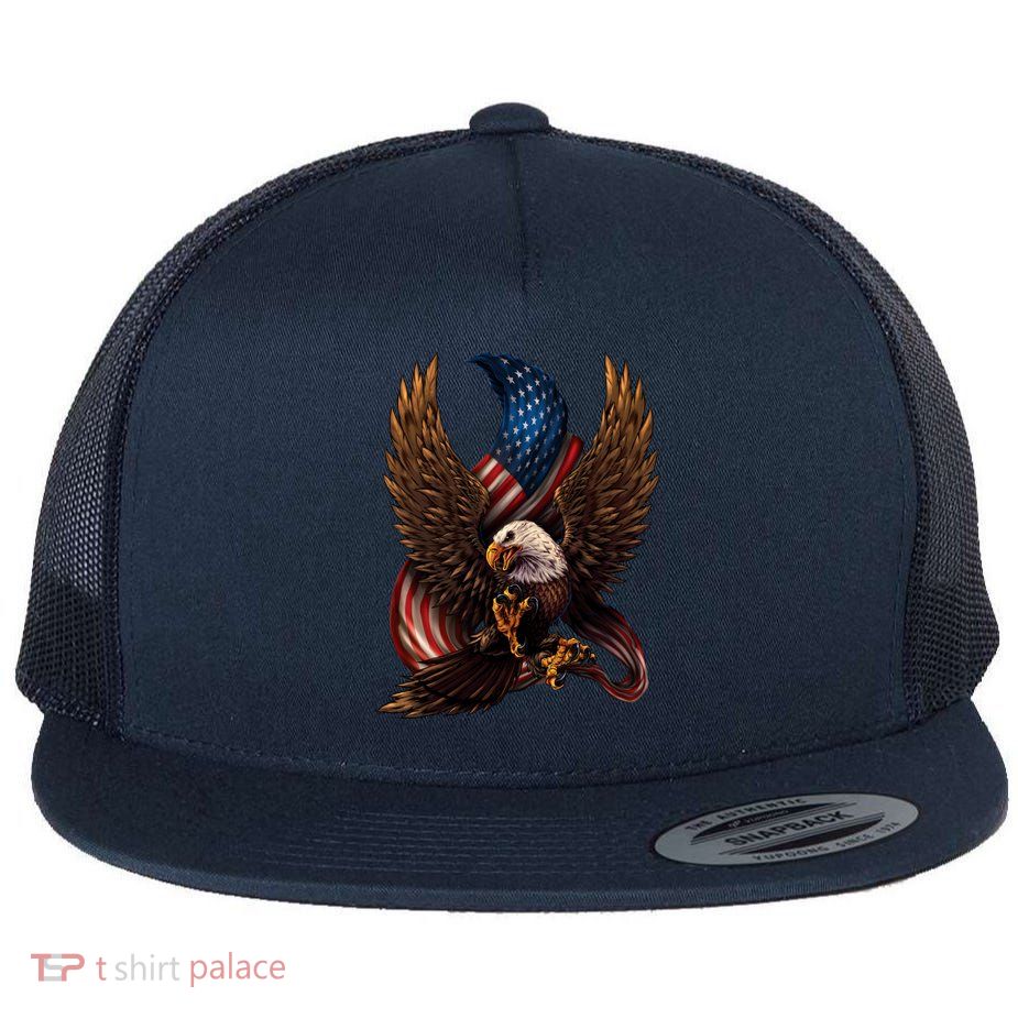 Patriotic American Design With Eagle And Flag Flatbill Hat