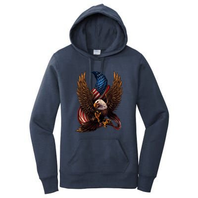 Patriotic American Design With Eagle And Flag Women's Pullover Hoodie