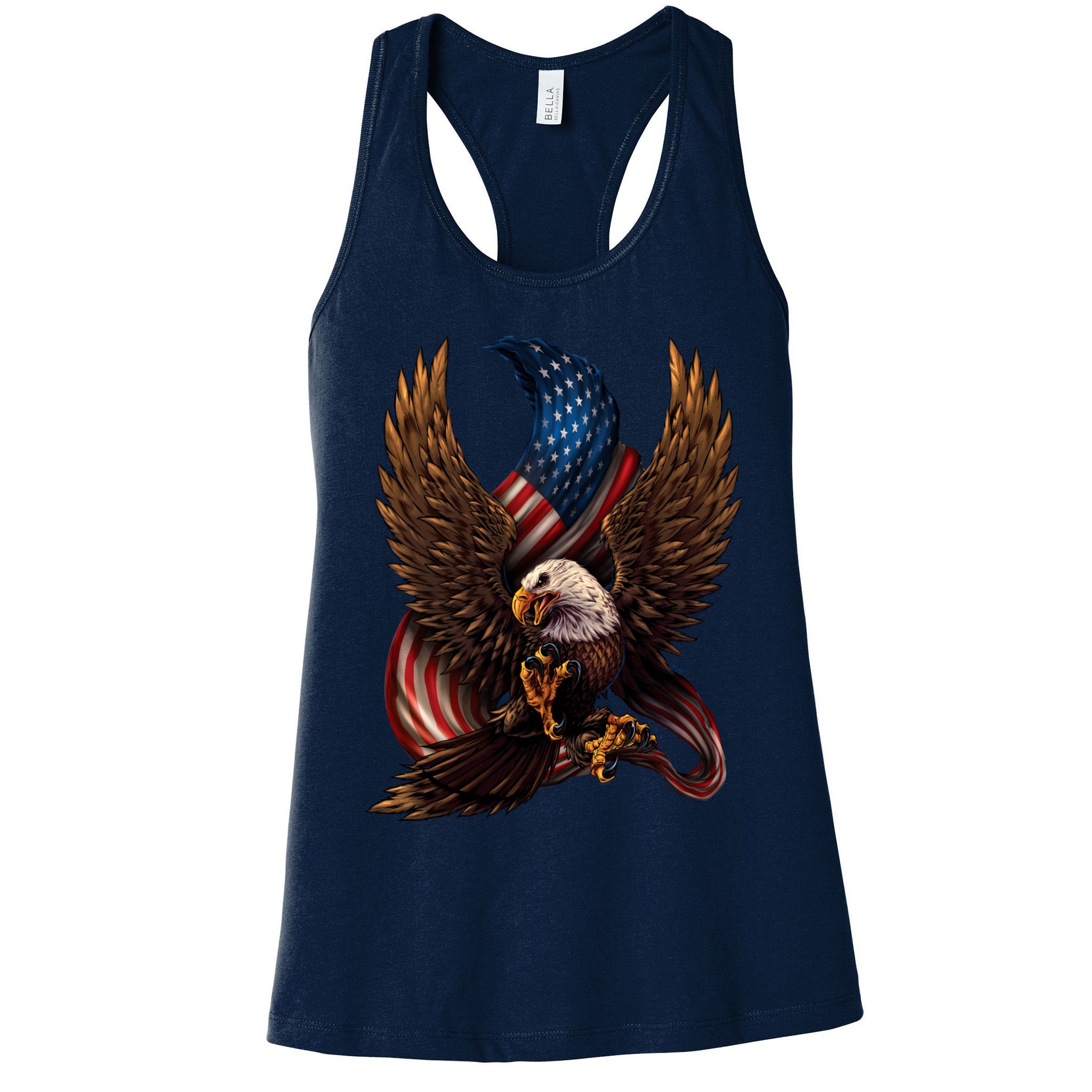 Patriotic American Design With Eagle And Flag Womens Tank Top