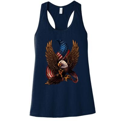 Patriotic American Design With Eagle And Flag Women's Racerback Tank