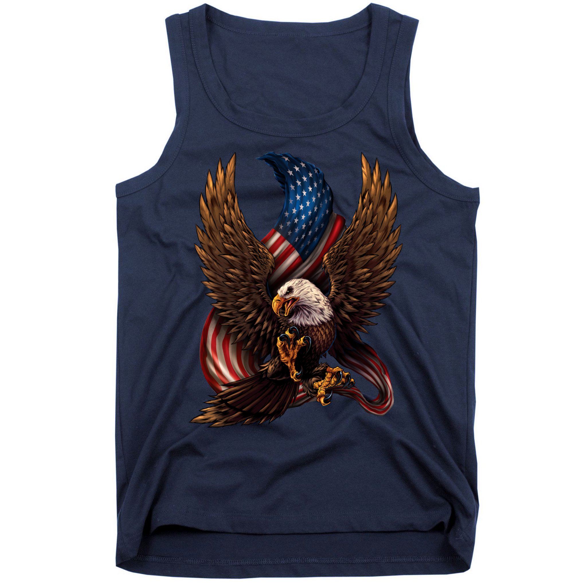 Patriotic American Design With Eagle And Flag Tank Top