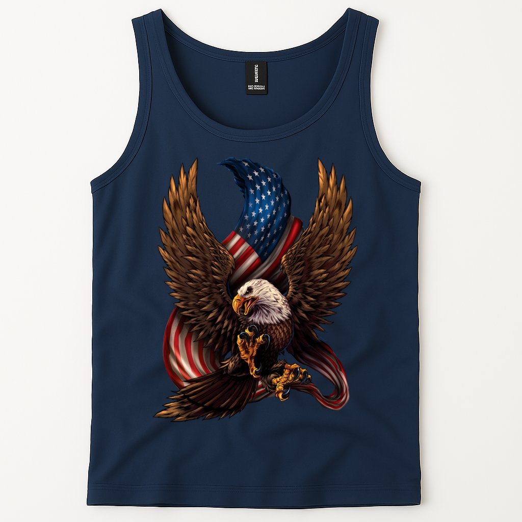 Patriotic American Design With Eagle And Flag Tank Top
