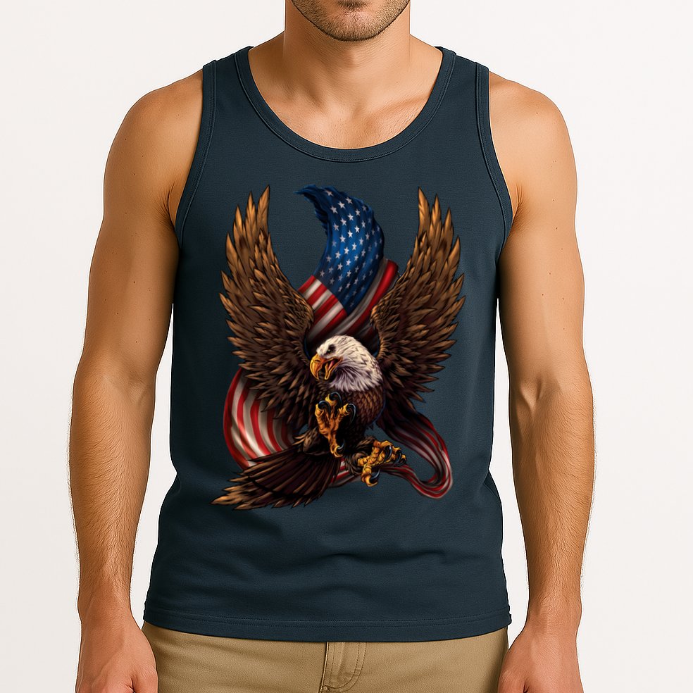 Patriotic American Design With Eagle And Flag Tank Top