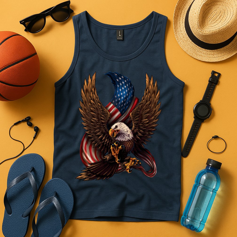 Patriotic American Design With Eagle And Flag Tank Top