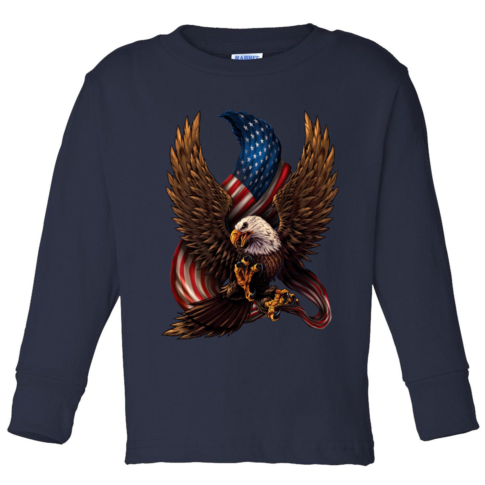 Patriotic American Design With Eagle And Flag Toddler Long Sleeve Shirt