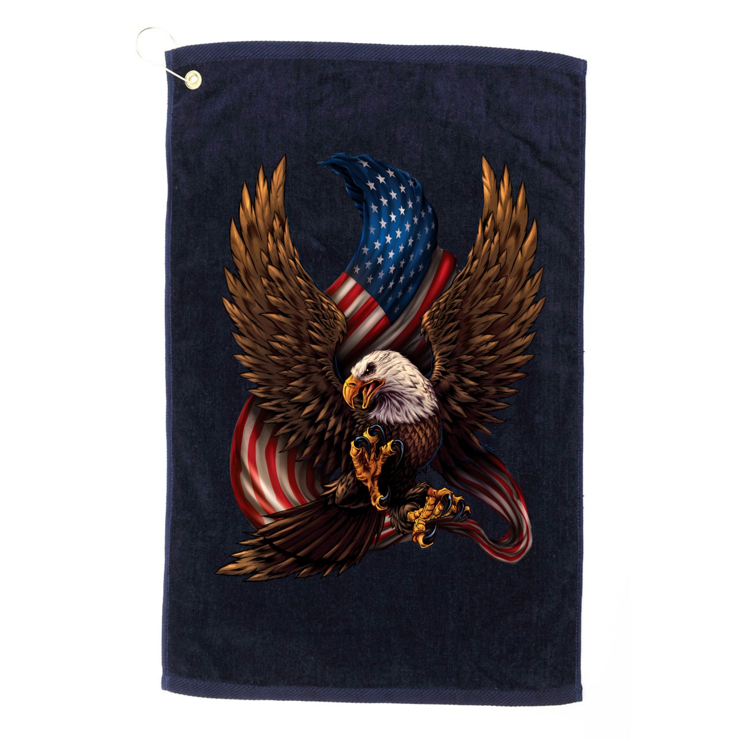 Patriotic American Design With Eagle And Flag Golf Towel