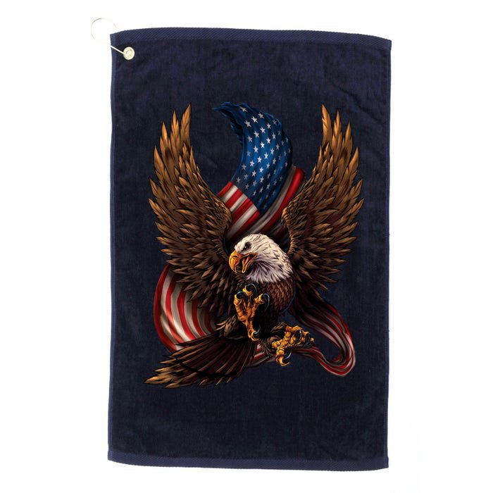 Patriotic American Design With Eagle And Flag Golf Towel