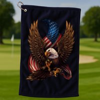 Patriotic American Design With Eagle And Flag Golf Towel