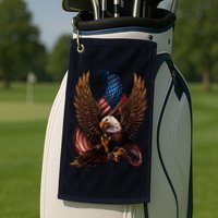 Patriotic American Design With Eagle And Flag Golf Towel