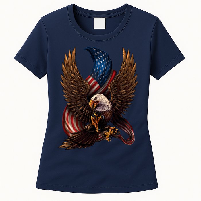 Patriotic American Design With Eagle And Flag Womens T-Shirt