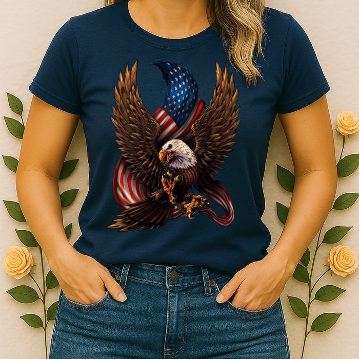 Patriotic American Design With Eagle And Flag Womens T-Shirt